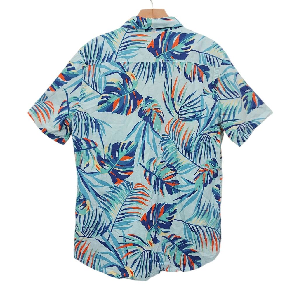 Quiksilver Hawaiian Shirt Mens Medium Blue Regular Fit Vacation Travel Beach - Picture 6 of 11